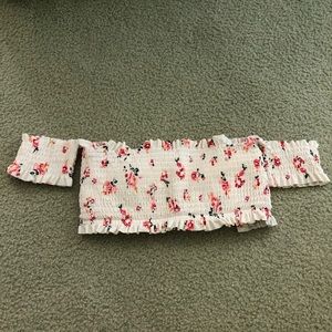 Floral off the shoulder bandeau swim top